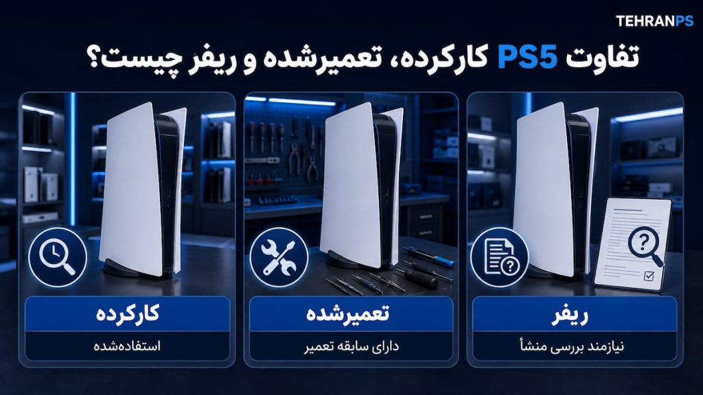 تفاوت ps5 کارکرده، تعمیرشده و ریفر
