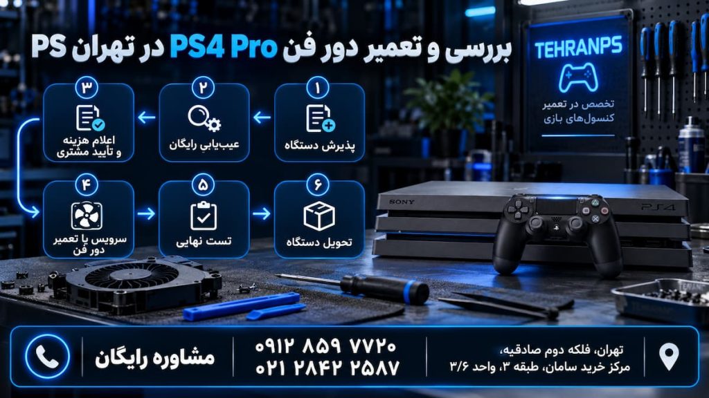 تعمیر دور فن ps4 pro در تهران پی اس